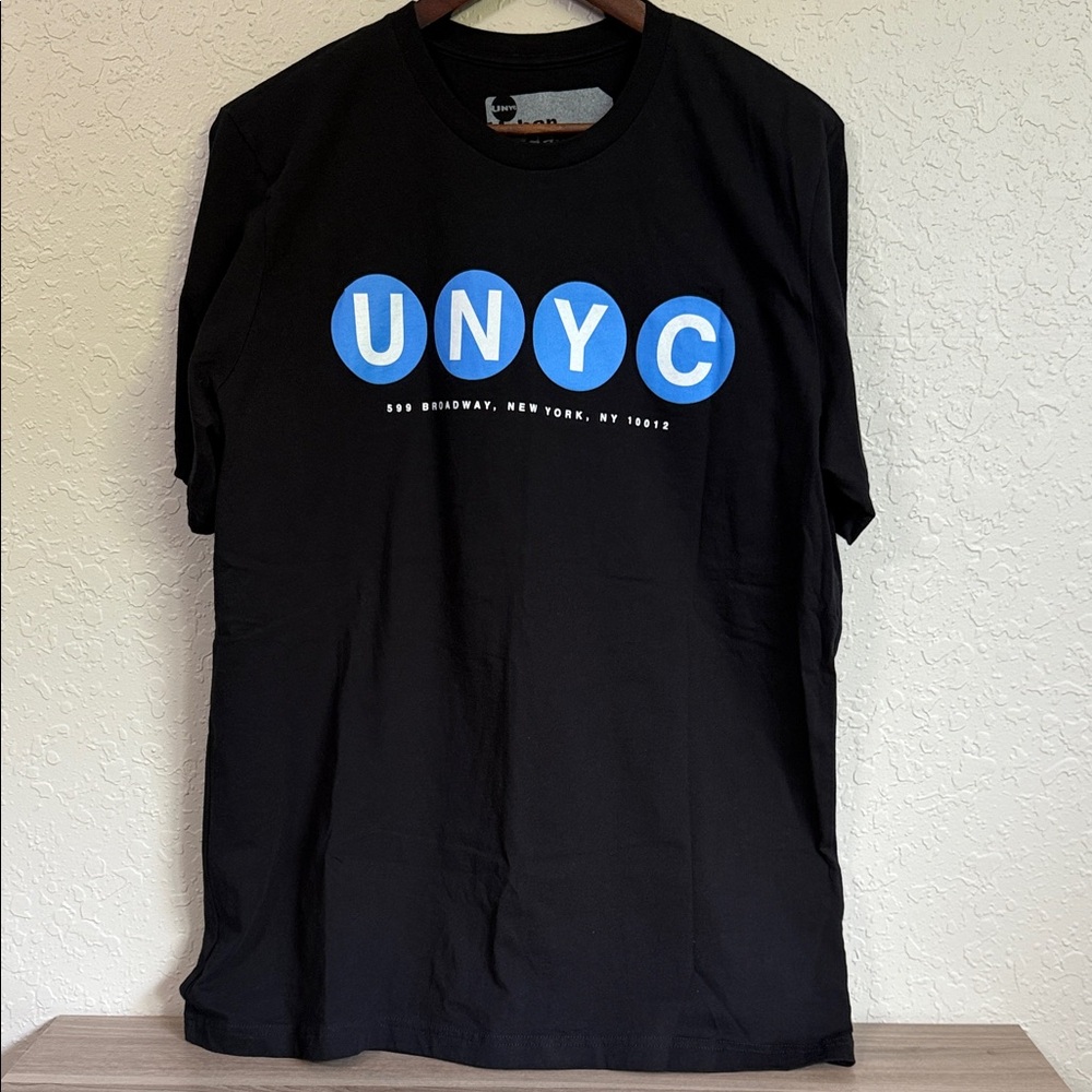 XL Urban Necessities Black Tee with Blue UNYC logo